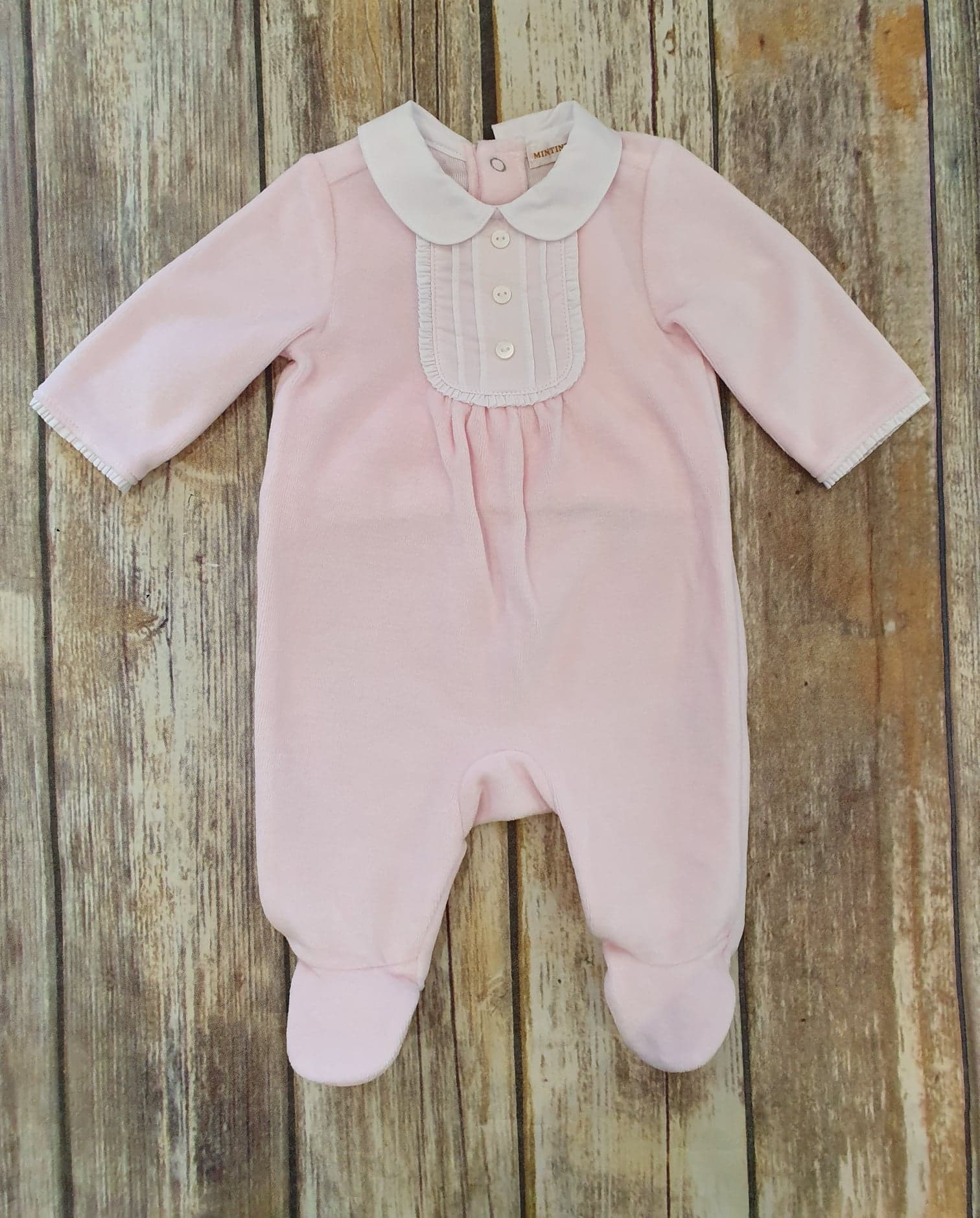 pink velour baby grow