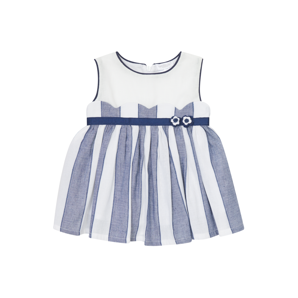 Blue & White Striped Smocked Bow Dress – Deolinda SS26 In Stock Now
