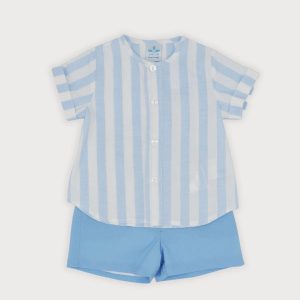 Sardon Blue and White Striped Shorts Set