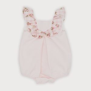Sardon Pink Romper with Floral Detail
