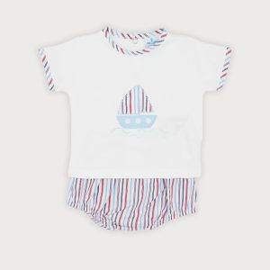 Sardon Sail Boat Top and Stripe Jam Pants Set