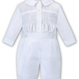 Sarah Louise White Smocked Two Piece Shorts Set C4000