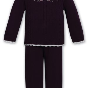 Sarah Louise Plumb/Ivory 2-Piece Knitwear Set 013741