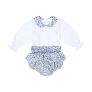 Deolinda Blue and White Floral Jam Pants Set