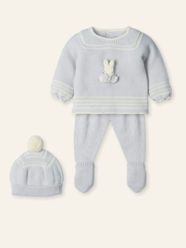 Mac Ilusion Moonlight/Blue Knitted 3 Piece Set with Rabbit
