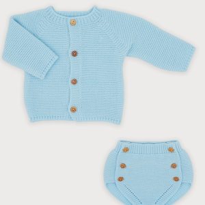 Sardon Blue Knitted Cardigan and Short Set