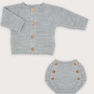 Sardon Grey Knitted Cardigan and Short Set
