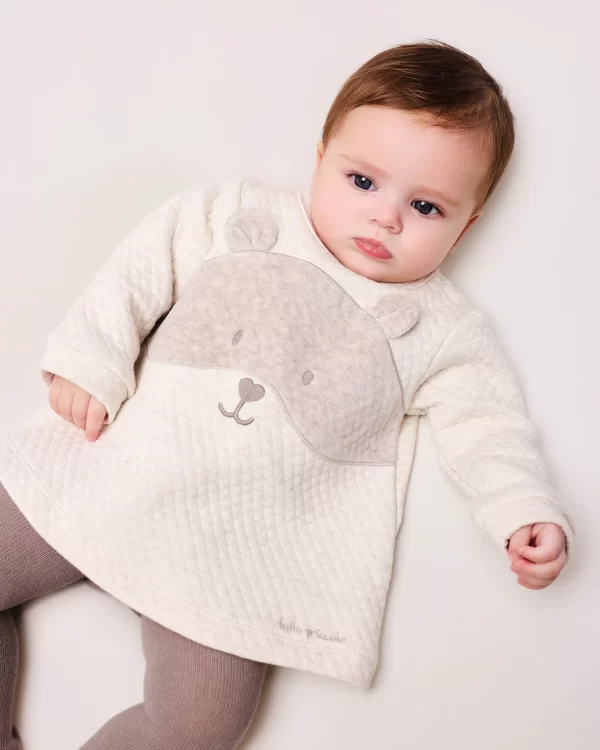 Tutto Piccolo Taupe Bear Dress with Tights - Image 2