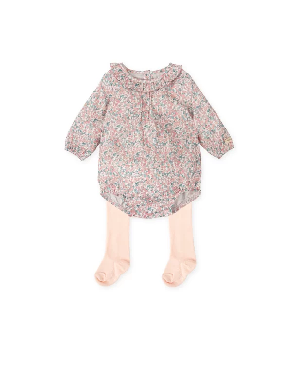 Tutto Piccolo Floral Romper with Tights Set