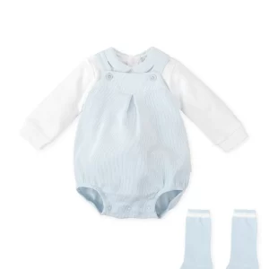 Tutto Piccolo Blue Romper with Shirt and Socks Set
