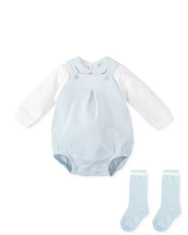 Tutto Piccolo Blue Romper with Shirt and Socks Set