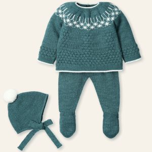 Mac Ilusion Teal Knitted Set With Hat