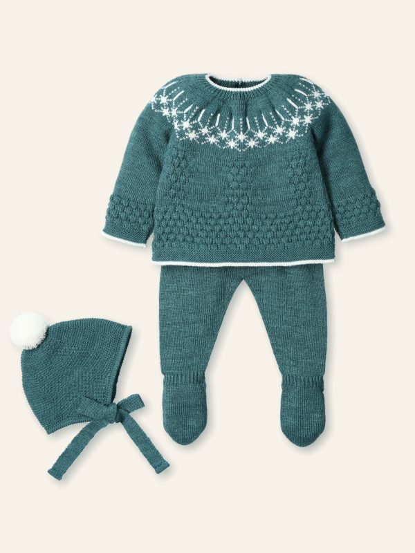 Mac Ilusion Teal Knitted Set With Hat