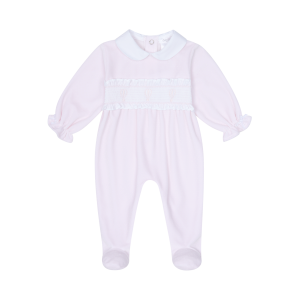 Deolinda Baby Pink Magic Velour Babygrow with Hot Air Balloons