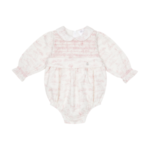 Deolinda Off White and Pink Romera Smocked Romper