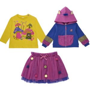 Tuc Tuc Pom Pom Tulle Skirt With Top And Hooded Jacket