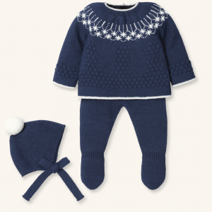 Mac Ilusion Navy Knitted Set With Hat