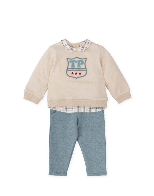 Tutto Piccolo Beige Shield Sweater and Pant Set