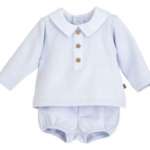 Calamaro Blue Jumper and Short Set with Button Detail