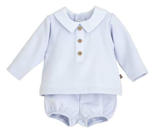 Calamaro Blue Jumper and Short Set with Button Detail